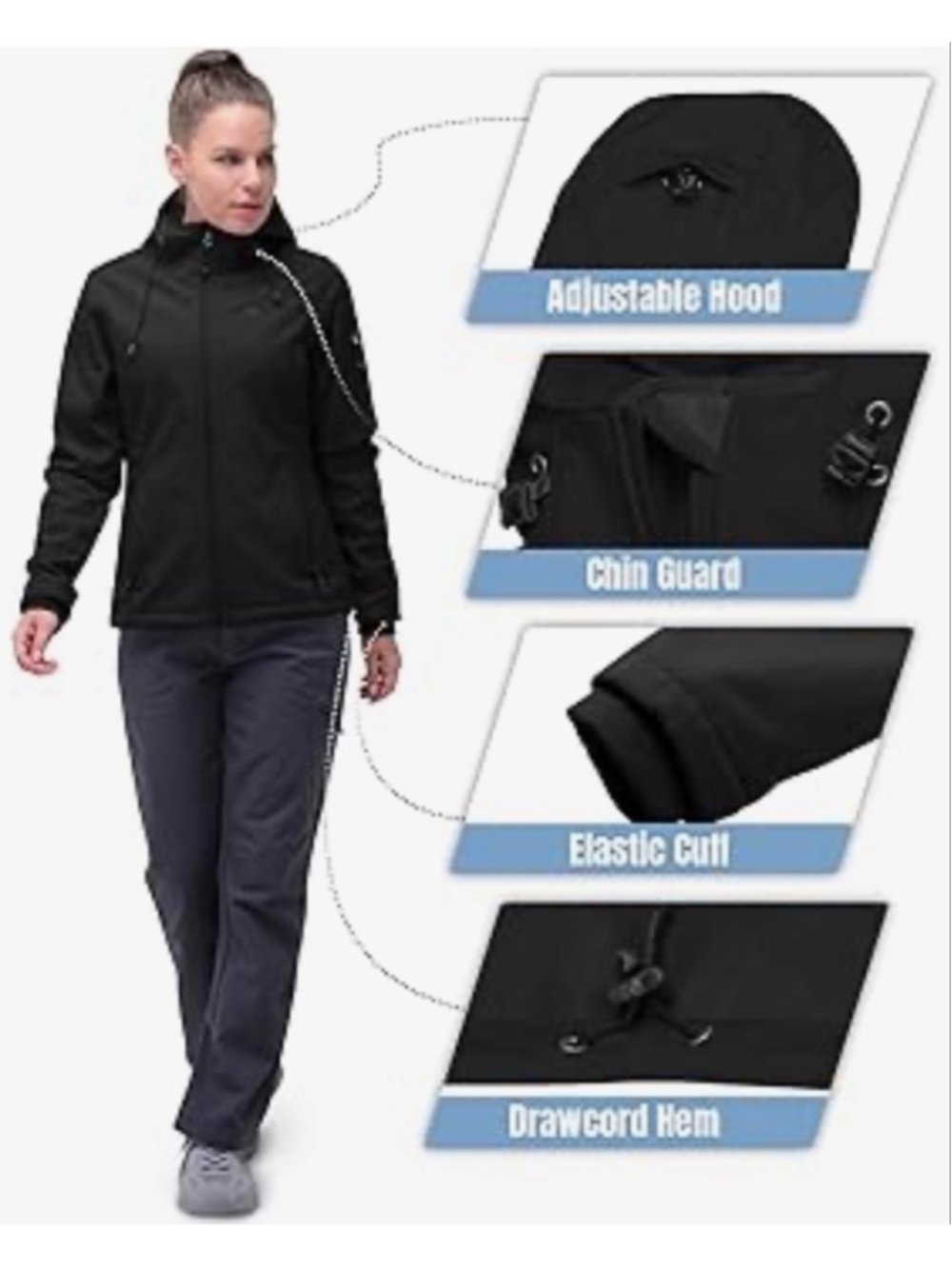 NEW 33,000ft Softshell Jacket Fleece Lined Warm Jacket Light Hooded Windproof 3X - Picture 8 of 8